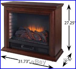 1000 Sq Ft Portable Electric Infrared Fireplace Home Heater Flames Cherry Brown