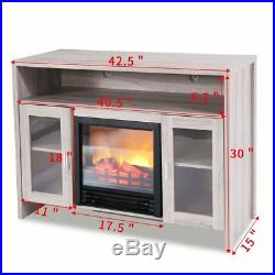 1250w Log Flame Stove Portable Free Standing Electric Fireplace TV Console Heat