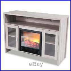 1250w Log Flame Stove Portable Free Standing Electric Fireplace TV Console Heat