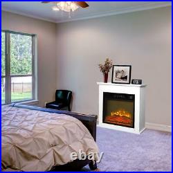1400W 18 Electric Fireplace Heater Flame Insert Wooden Cabinet Remote Control