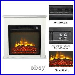 1400W Wooden Cabinet Electric Fireplace Heater Freestanding 3 Fire Flame Level