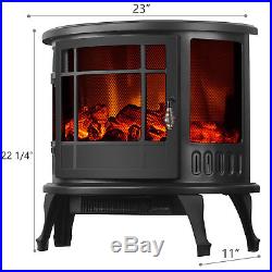 1500W 23 Adjust Electric Fireplace Free Standing Heater Wood Fire Flame Stove