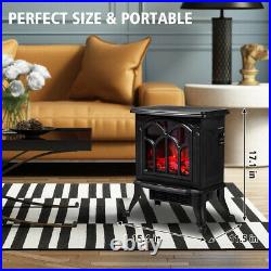1500W Electric Heater Stove Fireplace Stove Flame Overheat Safety Freestanding