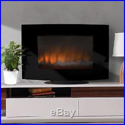 1500W Heat Adjustable Electric Wall Mount Standing Fireplace Heater with Glass XL