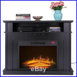 1500w Log Flame Stove Black Free Standing Electric Fireplace TV Console Heat