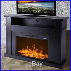 1500w Log Flame Stove Black Free Standing Electric Fireplace TV Console Heat