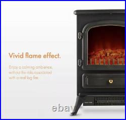 1850W Small Black Portable Electric Stove Heater Log Burning Effect Fireplace