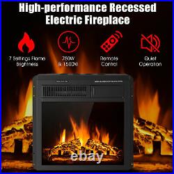 18 Electric Fireplace Insert Freestanding & Recessed Heater Log Flame Remote