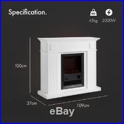2000W Electric Fan Heater In Free Standing White Wood Fireplace Suite Fake Fire
