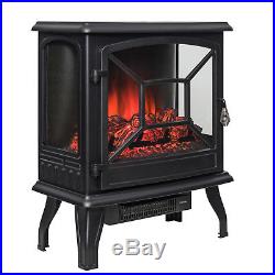 20 Black Freestanding Electric Fireplace 3D Flames Firebox Logs Heater