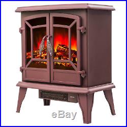 20 Electric Fireplace Portable Freestanding Brown Firebox Heater with Logs
