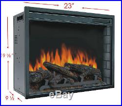 23 Electric Firebox Insert with Fan Heater and Glowing Logs for Fireplace