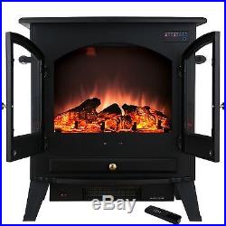 25 Electric Fireplace Tempered Glass Freestanding Logs Insert Adjustable 1500W
