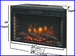 26 Electric Firebox Insert with Fan Heater and Glowing Logs for Fireplace