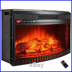 26 Freestanding Tempered Glass Insert Electric Fireplace Stove Heater with Remote