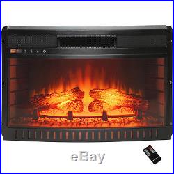 26 in. Freestanding Curved Electric Fireplace Insert Heater with Remote Control