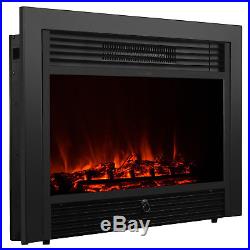 28.5 Embedded Fireplace Electric Insert Heater Glass View Log Flame Remote