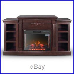 28 Traditional Electric Infrared Fireplace Heater Wood Mantel with 6 Shelves