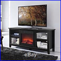 2-in-1 Black Wood TV Stand with Electric Fireplace Space Heater FREE SHIPPING