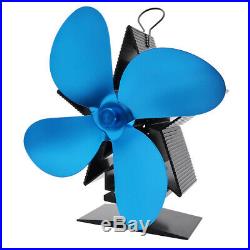 2pcs Heat Powered Stove Fan Fireplace Blower Fan 80-400 Blue & Black