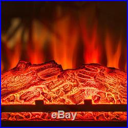 32 Electric Wood Mantel Floral Style Fireplace Brown Firebox Red Flames Heater