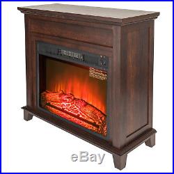32 Freestanding Wood Mantel Electric Fireplace 3D Flame with Logs Firebox Heater