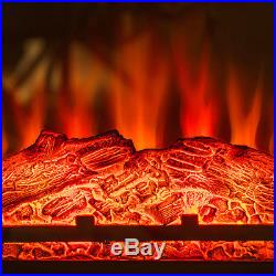 32 Freestanding Wood Mantel Electric Fireplace 3D Flame with Logs Firebox Heater
