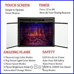 33 Electric Fireplace Insert, Traditional Recessed Electric Stove Heater 1500W