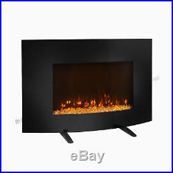 35Electric Wall Mount TV Stand LED Flame Firebox Stove Fireplace 3-Color Remote