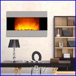 35.4 Large 1500W Room Adjustable Electric Wall Mount Fireplace Heater with Remote