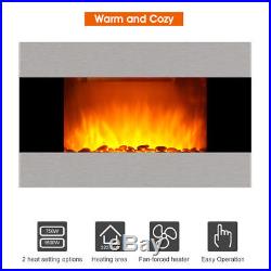 35.4 Large 1500W Room Adjustable Electric Wall Mount Fireplace Heater with Remote