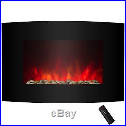 36 2 Setting Flame Effect Curved Tempered Glass 2-in-1 Electric Fireplace Stove