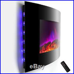 36 2 Setting Flame Effect Curved Tempered Glass 2-in-1 Electric Fireplace Stove