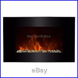 36 2-in-1 Tempered Glass Heat Wall Mount Adjustable LED Log Electric Fireplace