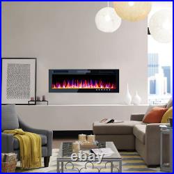 36 Electric Fireplace Heater Recessed Ultra Thin Wall Mounted Multicolor Flame
