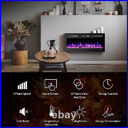 36 Electric Fireplace, Recessed&Wall Mounted, Ultra Thin$Low Noise, Remote Control