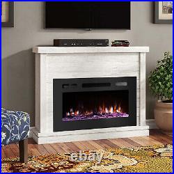 36 Electric Fireplace, Recessed&Wall Mounted, Ultra Thin$Low Noise, Remote Control