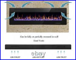 36 Electric Fireplace Ultra Thin Recessed Wall Mounted Heater Multicolor Flame