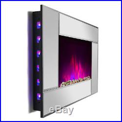 36 Freestanding Electric Fireplace Heat Tempered Glass Wall Mount Adjustable