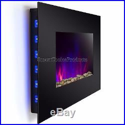 36 Heat Wall Mount Adjustable LED Log 2-in-1 Tempered Glass Electric Fireplace