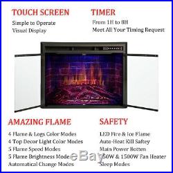 36 Recessed Electric Fireplace Insert, Traditional Electric Stove Heater 1500W