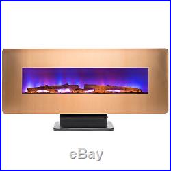 3-in-1 48 Wall Mount Freestanding Electric Fireplace Gold Remote Crystal Heater