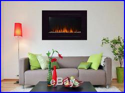 40 Black Electric Fireplace Forte 28H Tallest Flame Recessed Inset or Mounted