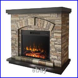 42Faux Stone Mantel Infrared Electric Fireplace with Timer&Remote Control