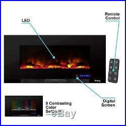 42 Ultra-slim LED Wall-mount Electric Fireplace With 9 Color Ambiance Options