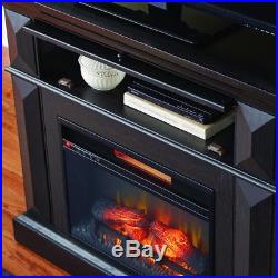 42 in. Electric Fireplace Mantel Console Infrared Black Realistic Logs Flames