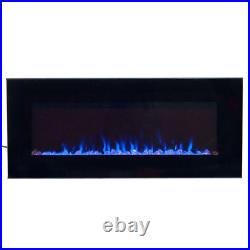 42 in. LED Fire and Ice Electric Fireplace with Remote in Black