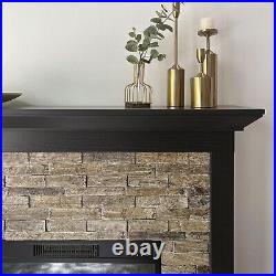45Faux Stone Mantel Infrared Electric Fireplace with Timer&Remote Control