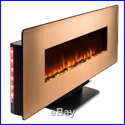 48 Wall Mount Freestanding Electric Fireplace Heater Remote Flames Logs Pebbles