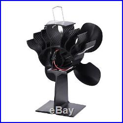 4-Blade Heat Powered Wood Stove Fan for Heaters Air flow Fireplace Blower Fan